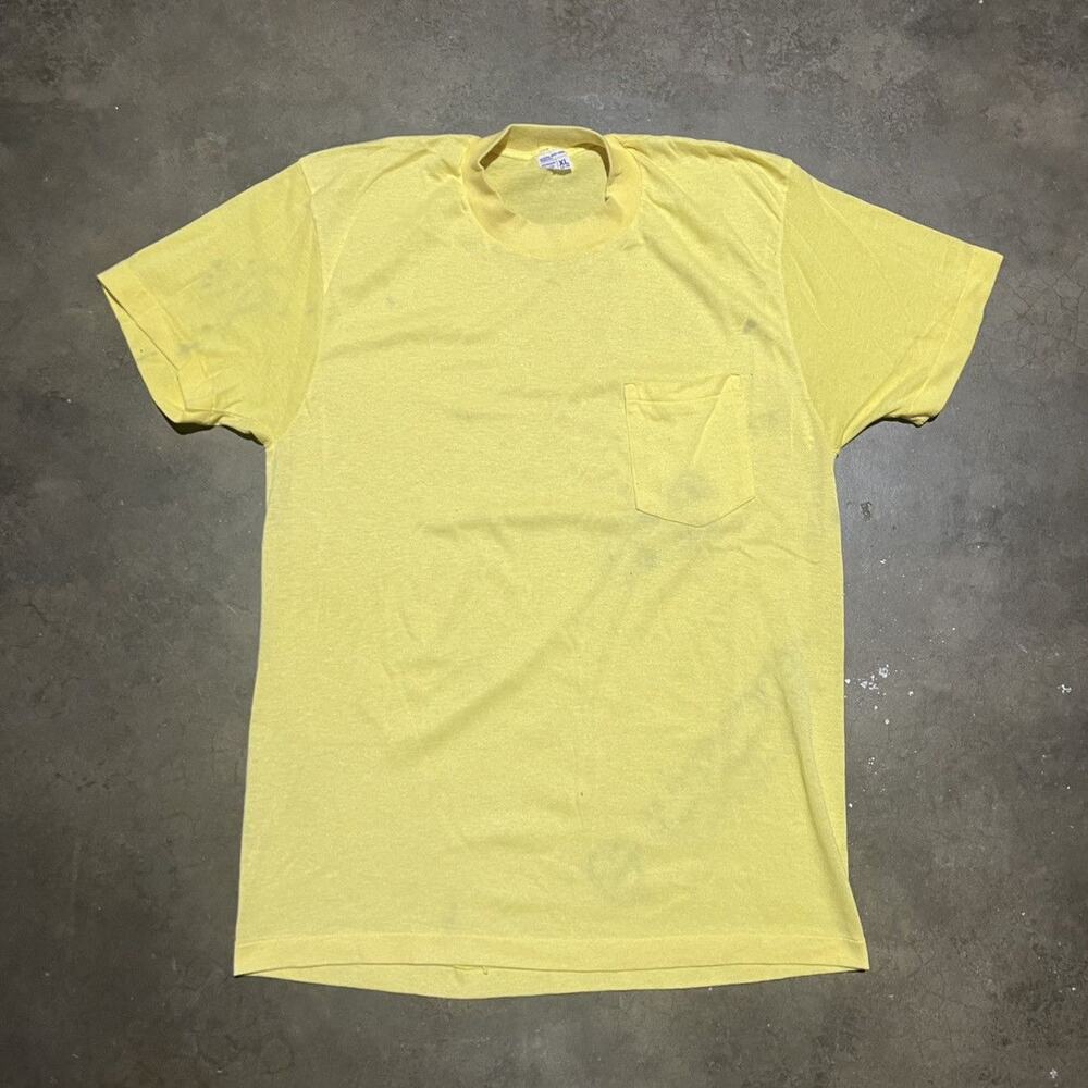 Vintage 70s JCPenney Yellow Blank Pocket T-Shirt